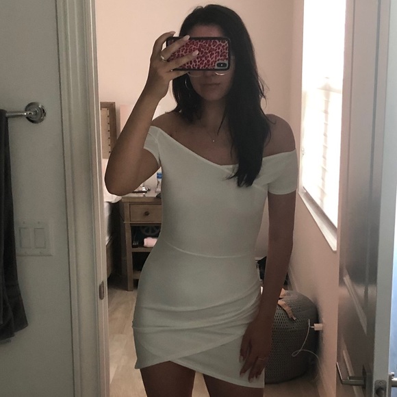 Missguided Dresses & Skirts - White Missguided Off the Shoulder Bodycon Dress